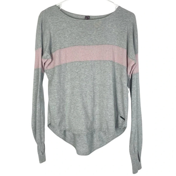 Sweaty Betty Light Weight Sweater Womens Small Long Sleeve Thumb Holes Pink Grey - Picture 1 of 12